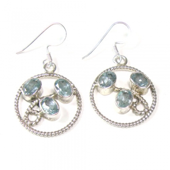Pure silver blue topaz high design earrings